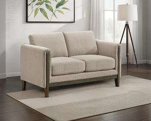 Coaster Islington Fabric Upholstered Panel Arm Loveseat Taupe