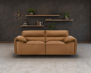 Coaster Buxton Top Grain Leather Upholstered Loveseat Orange