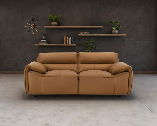Coaster Buxton Top Grain Leather Upholstered Loveseat Orange