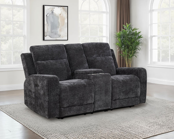 Coaster Kennett Chenille Upholstered Power Reclining Loveseat Grey
