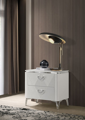Coaster Cassia 2-Drawer Nightstand Bedside Table White High Gloss