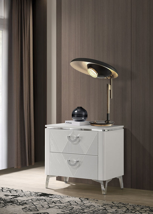 Coaster Cassia 2-Drawer Nightstand Bedside Table White High Gloss