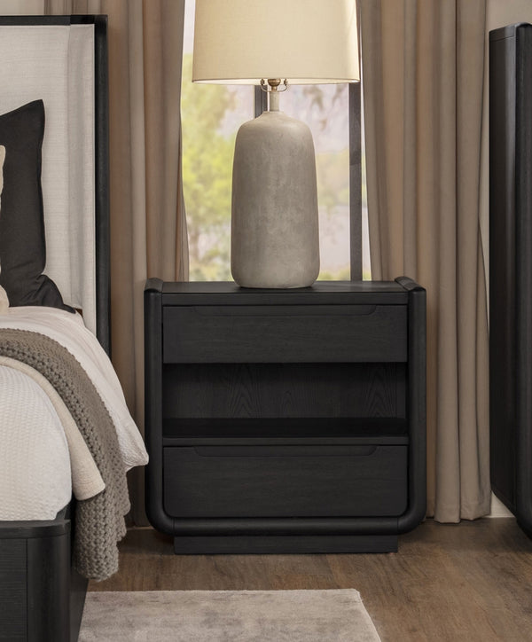 Coaster Leandro 2-Drawer LED Nightstand With Usb Burnished Black