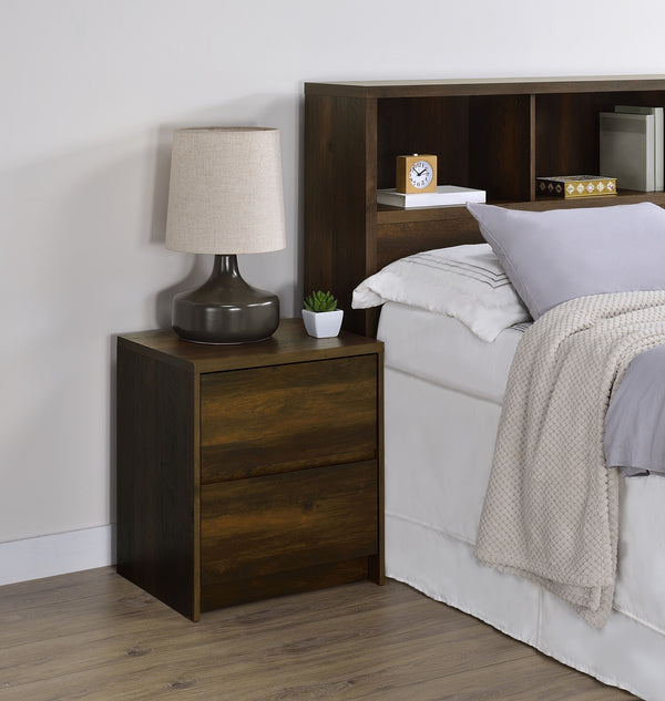 Coaster Westpark 2-Drawer Nightstand LED Lights & Usb Dark Pine