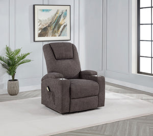 Coaster Louie Chenille Upholstered Power Lift Massage Chair Brown