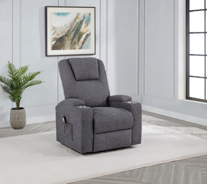 Coaster Louie Chenille Upholstered Power Lift Massage Chair Grey