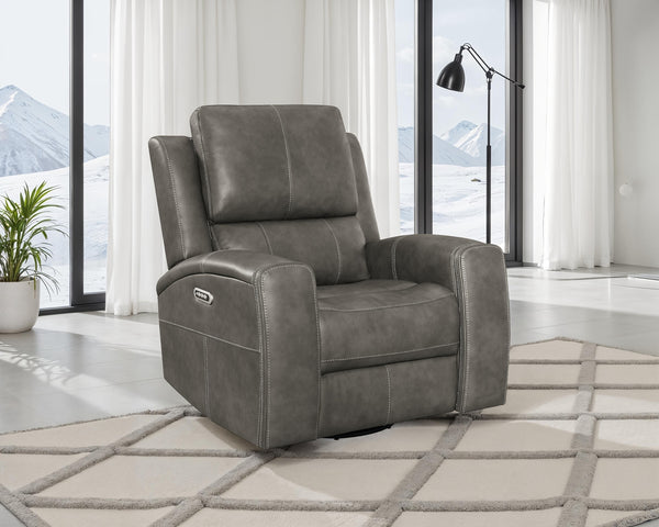 Coaster Brickston Triple Power Swivel Glider Recliner Charcoal