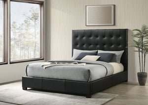 Coaster Medley Genuine Leather Queen Panel Platform Bed Black