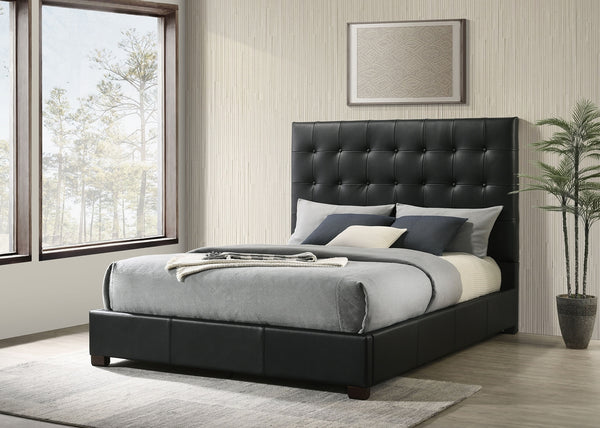 Coaster Medley Genuine Leather Queen Panel Platform Bed Black