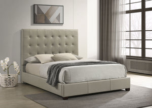 Coaster Medley Genuine Leather Queen Panel Platform Bed Tan