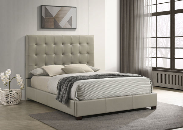 Coaster Medley Genuine Leather Queen Panel Platform Bed Tan