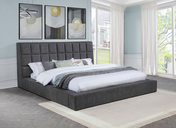 Coaster Dreux Upholstered Queen Panel Platform Bed Grey