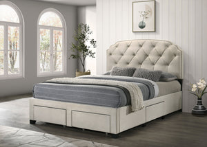 Coaster Marianna 4-Drawer Upholstered Queen Storage Bed Cream