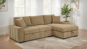 Coaster Pastrana Upholstered Sleeper Sectional Sofa Raf Chaise Camel