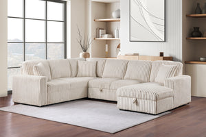 Coaster Devonshire Sleeper Sectional Sofa Storage Chaise Camel