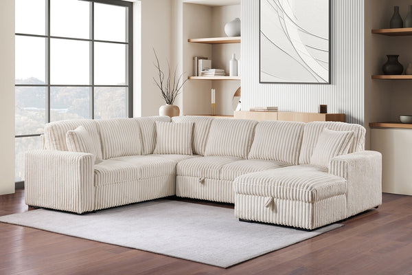 Coaster Devonshire Sleeper Sectional Sofa Storage Chaise Camel