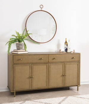 Coaster Arini 2-Drawer Cane Door Dining Sideboard Server Sand Wash