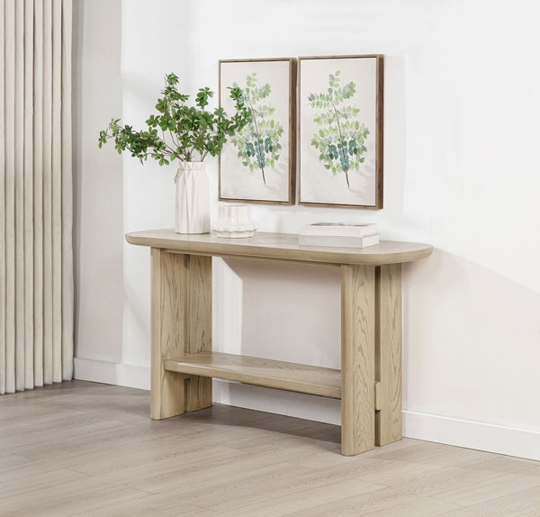 Coaster Kailani Coastal Sofa Console Table With Shelf Beige Oak