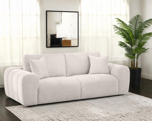 Coaster Burnett Chenille Upholstered Wide Arm Sofa Ivory