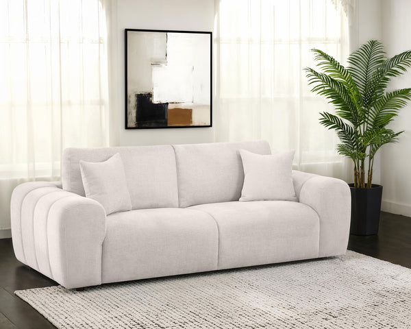 Coaster Burnett Chenille Upholstered Wide Arm Sofa Ivory