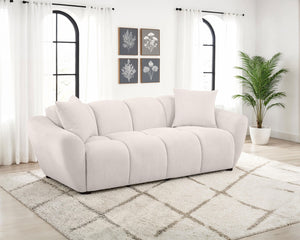 Coaster Destino Chenille Upholstered Splayed Arm Sofa Greige