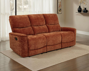 Coaster Navarro Chenille Upholstered Reclining Sofa Burnt Orange