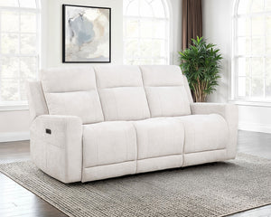 Coaster Kennett Chenille Upholstered Power Reclining Sofa Ivory