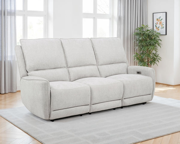 Coaster Sylmar Chenille Upholstered Power Reclining Sofa Dove Grey