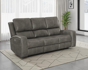 Coaster Brickston Triple Power Reclining Sofa Charcoal