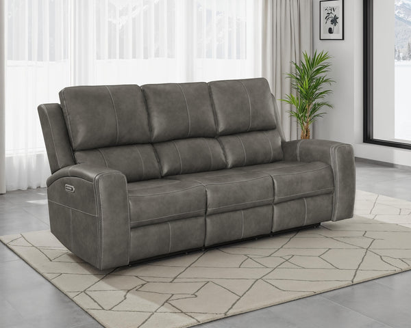 Coaster Brickston Triple Power Reclining Sofa Charcoal