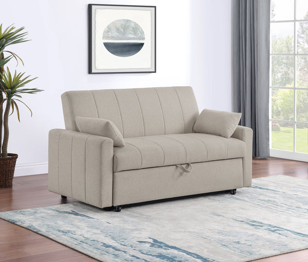 Coaster Portland Boucle Upholstered Sleeper Sofa Bed Latte