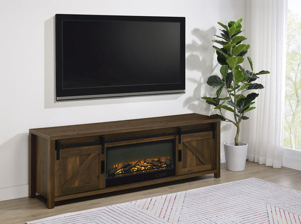 Coaster Enfield 71-Inch Tv Stand Fireplace Media Console Dark Pine