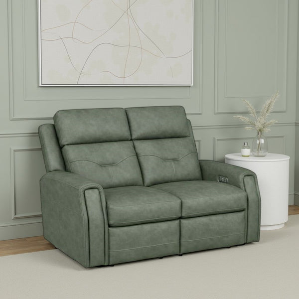 Flexsteel Zero Gravity Felix Leather Power Reclining Loveseat with Power Headrest, Lumbar, Heat & Massage in Verde