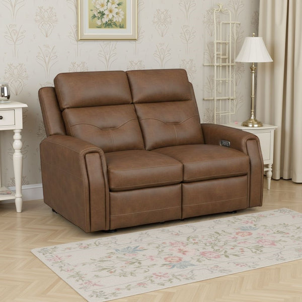 Flexsteel Zero Gravity Felix Leather Power Reclining Loveseat with Power Headrest, Lumbar, Heat & Massage in Sabble