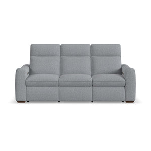 Flexsteel Ava Fabric Power Reclining Sofa with Power Headrest & Lumbar in Castor Grey