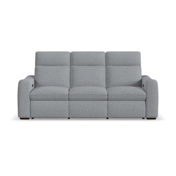 Flexsteel Ava Fabric Power Reclining Sofa with Power Headrest & Lumbar in Castor Grey