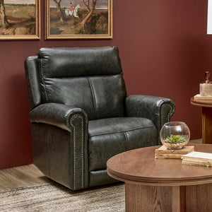 Flexsteel Zero Gravity Alexander Leather Power Recliner with Power Headrest & Lumbar in Mica
