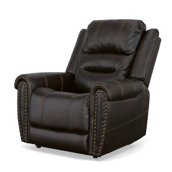 Flexsteel Oscar Fabric Power Lift Recliner with Right-Hand Control & Power Headrest in Molasses