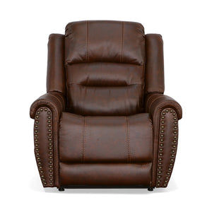 Flexsteel Oscar Fabric Power Lift Recliner with Right-Hand Control & Power Headrest in Pumpernickel