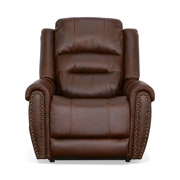 Flexsteel Oscar Fabric Power Lift Recliner with Right-Hand Control & Power Headrest in Pumpernickel