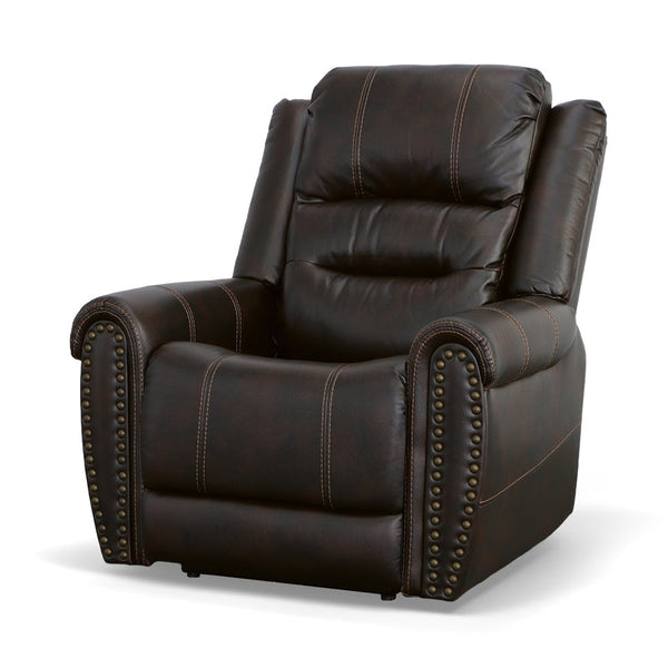Flexsteel Oscar Fabric Power Recliner with Power Headrest in Molasses