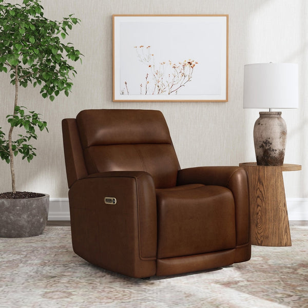 Flexsteel Alister Leather Power Gliding Recliner with Power Headrest and Lumbar in Sedona