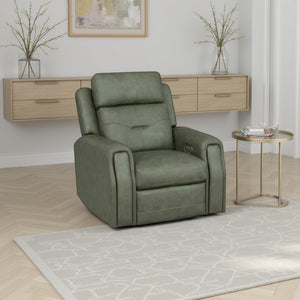 Flexsteel Zero Gravity Felix Leather Power Recliner with Power Headrest, Lumbar, Heat & Massage in Verde