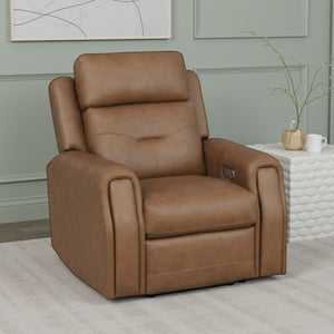 Flexsteel Zero Gravity Felix Leather Power Recliner with Power Headrest, Lumbar, Heat & Massage in Sabble
