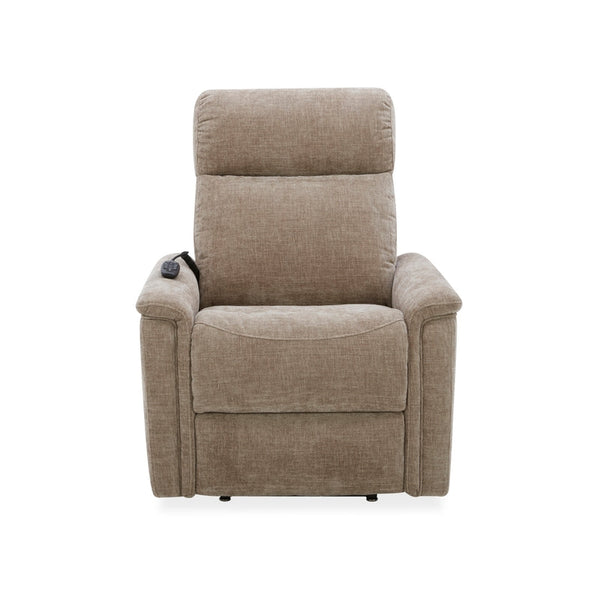 Flexsteel Zero Gravity Luma Fabric Power Lift Recliner with Power Headrest, Lumbar, Heat & Massage in Light brown