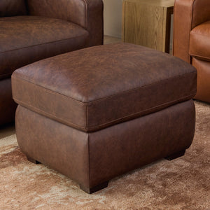Flexsteel Hudson Leather Ottoman in Woodland