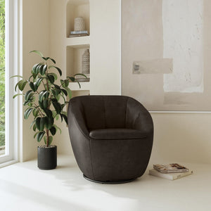 Flexsteel Wade Leather Swivel Chair in Carob