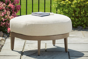 Serene Bay Outdoor Ottoman with Cushion Dark Brown/White