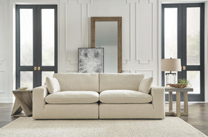 Elyza 2-Piece Fabric Stationary Sectional Stationary Loveseat Linen