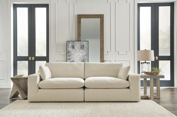 Elyza 2-Piece Fabric Stationary Sectional Stationary Loveseat Linen